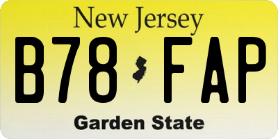 NJ license plate B78FAP