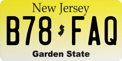 NJ license plate B78FAQ
