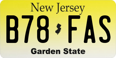 NJ license plate B78FAS