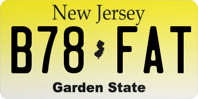 NJ license plate B78FAT
