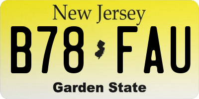 NJ license plate B78FAU