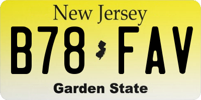 NJ license plate B78FAV