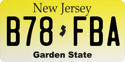 NJ license plate B78FBA