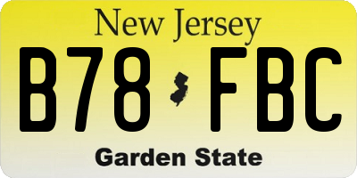 NJ license plate B78FBC