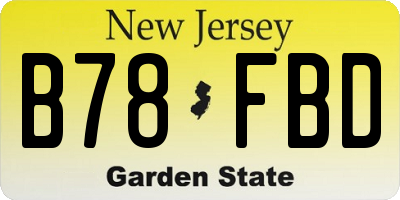 NJ license plate B78FBD