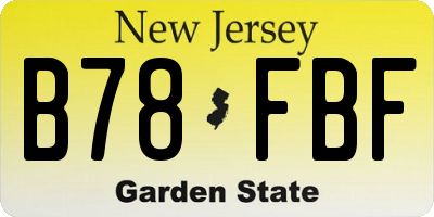 NJ license plate B78FBF