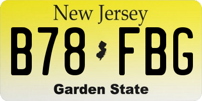 NJ license plate B78FBG