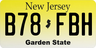 NJ license plate B78FBH
