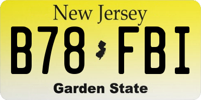NJ license plate B78FBI