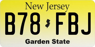 NJ license plate B78FBJ