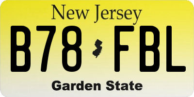 NJ license plate B78FBL