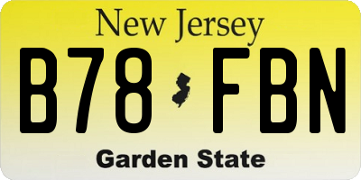 NJ license plate B78FBN