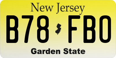 NJ license plate B78FBO