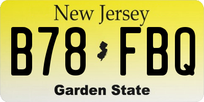 NJ license plate B78FBQ