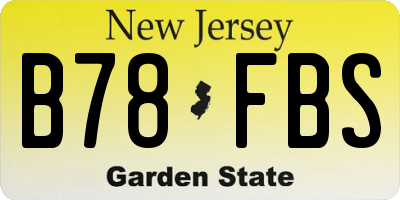 NJ license plate B78FBS