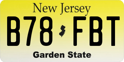 NJ license plate B78FBT