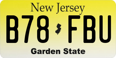 NJ license plate B78FBU