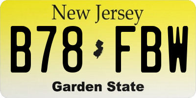 NJ license plate B78FBW