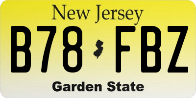 NJ license plate B78FBZ