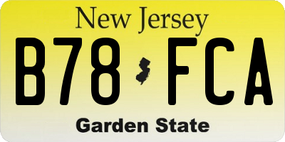 NJ license plate B78FCA