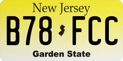 NJ license plate B78FCC