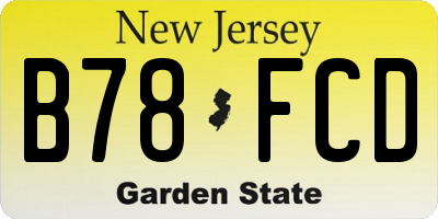 NJ license plate B78FCD