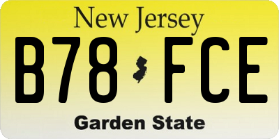 NJ license plate B78FCE