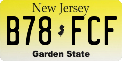 NJ license plate B78FCF