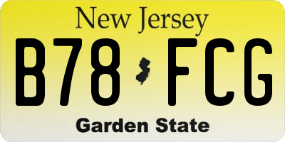 NJ license plate B78FCG