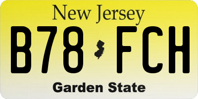 NJ license plate B78FCH