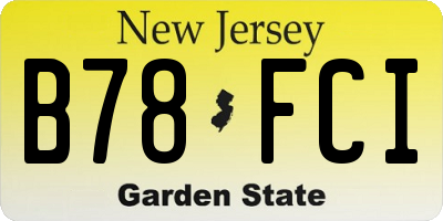 NJ license plate B78FCI