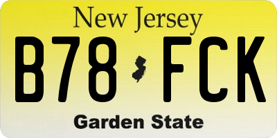 NJ license plate B78FCK