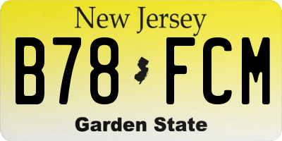 NJ license plate B78FCM