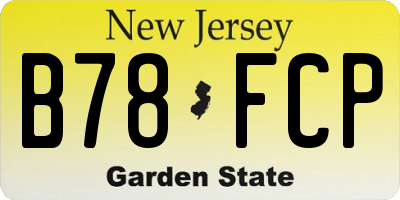 NJ license plate B78FCP