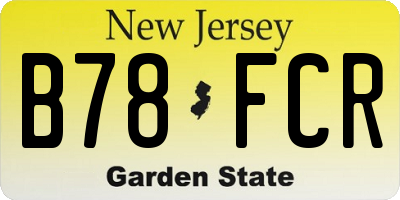 NJ license plate B78FCR