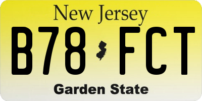 NJ license plate B78FCT