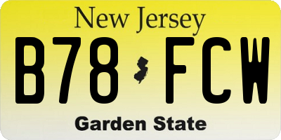 NJ license plate B78FCW