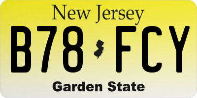 NJ license plate B78FCY