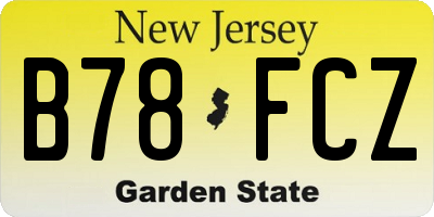 NJ license plate B78FCZ