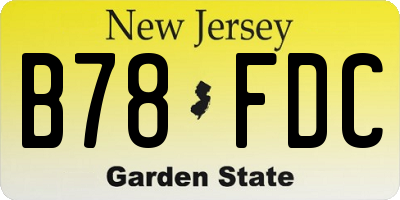 NJ license plate B78FDC