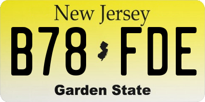 NJ license plate B78FDE