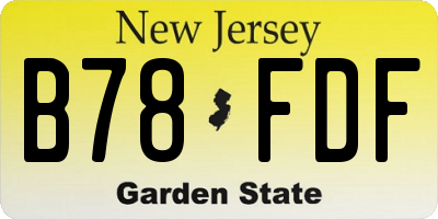NJ license plate B78FDF