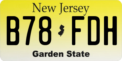 NJ license plate B78FDH