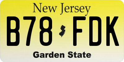 NJ license plate B78FDK