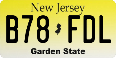 NJ license plate B78FDL