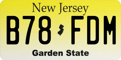 NJ license plate B78FDM