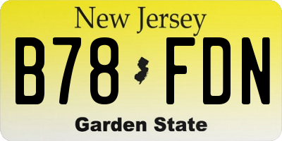 NJ license plate B78FDN