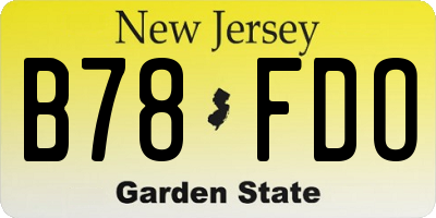 NJ license plate B78FDO
