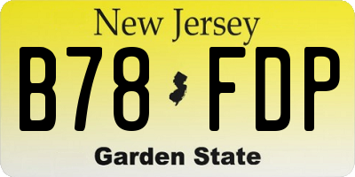 NJ license plate B78FDP