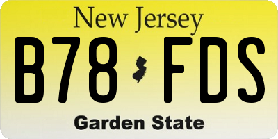 NJ license plate B78FDS